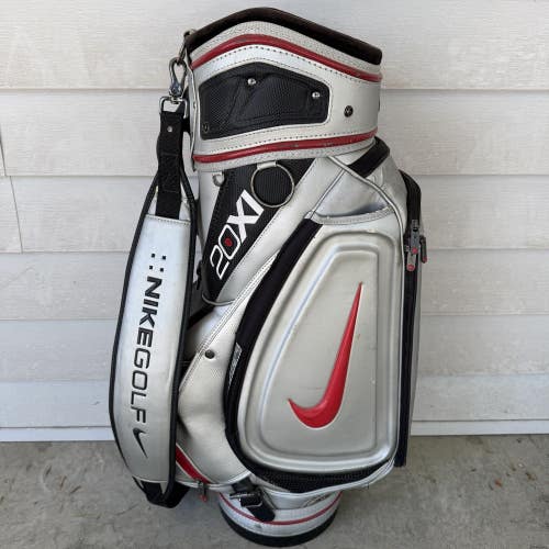 Nike Golf 20XI Staff Caddy Golf Cart Bag 6 Way Dividers Silver Red Black