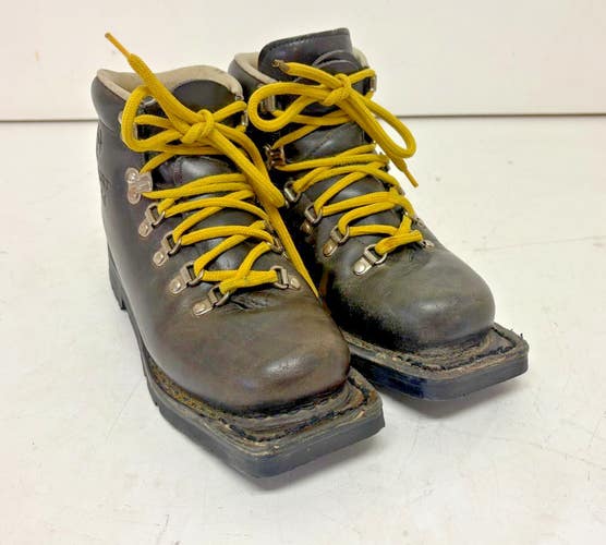Asolo Sport Snowfield Padded Black Leather 3-Pin 75mm Telemark XC Boots US 4