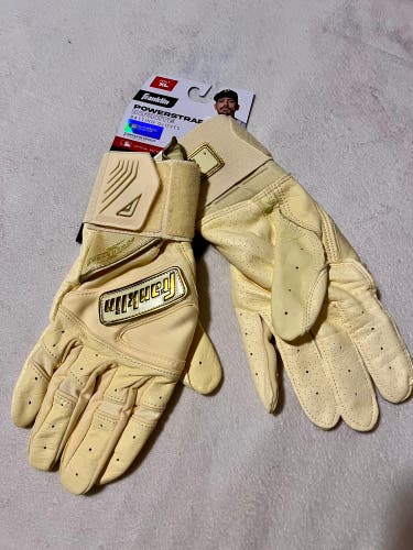 Franklin (Adult XL) Powerstrap Infinite Batting Gloves Baseball Softball Gold/Yellow NEW
