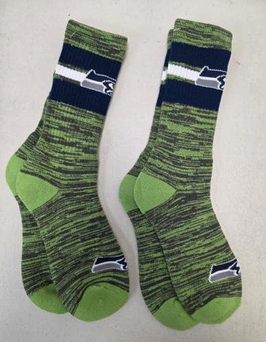 ST18 Mens NFL SEATTLE SEAHAWKS Lot of 2 Crew Socks LARGE 8-13 NEW