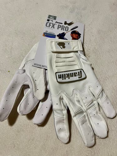 Franklin (Adult XL) CFX PRO Batting Gloves Baseball Softball White/Silver NEW