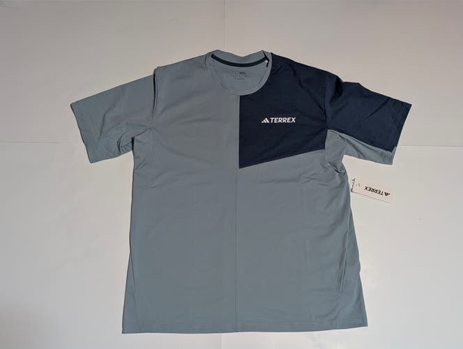 Gray Blue Large Men's Adidas Shirt (New) Adidas Men's Terrex Colorblock Hiking T-Shirt JE0393