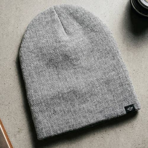 Dockers Mens Grey Knit Beanie Winter Hat Thermal Fleece Lined Skull Cap