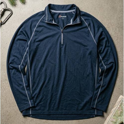 RARE Discontinued Cloudveil Mens XL Quarter Zip Base Layer Navy Blue Hiking