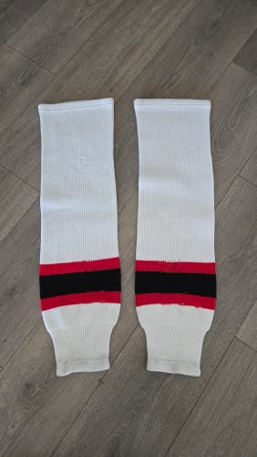 White Team Canada Colors- Senior Large Hockey Socks (Used)