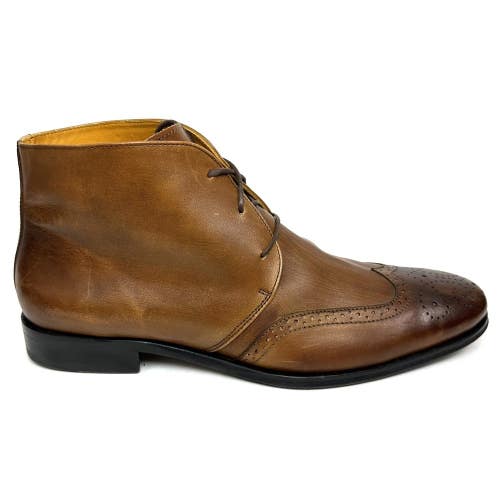 Undandy Mens Ankle Chukka Wingtip Brogue Dress Boots Brown Size 44 US 10.5