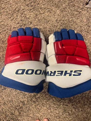 (Used) SENIOR 15” Sherwood Code Encrypt 1 Gloves - New York Rangers Pro Stock