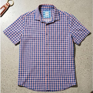 Essex Crossing Mens Checkered Stretch Short Sleeve Shirt Plaid (Measures Large)