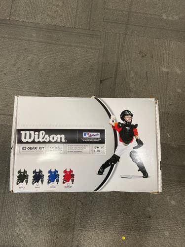 Used Wilson EZ-GEAR COMPLETE SET Catchers Chest Protector Navy Blue Youth 11614-S000242093