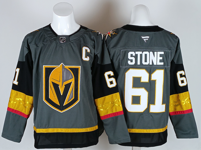 Men's Vegas Golden Knights Mark Stone 61 Stitched Grey Jersey Size 52