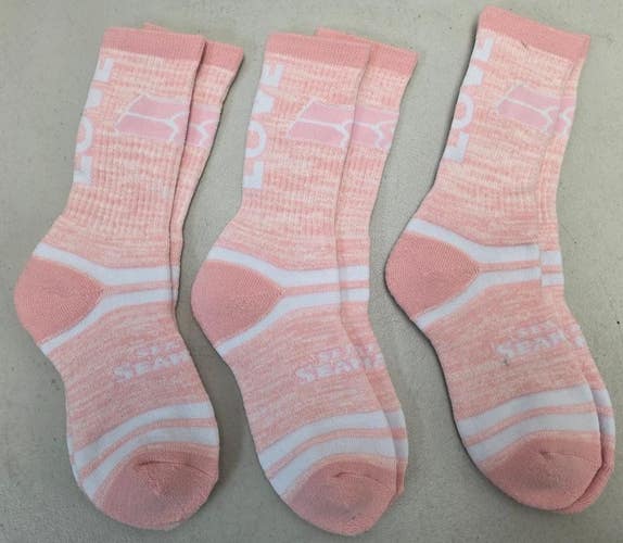 ST21 Mens NFL SEATTLE SEAHAWKS Lot of 3 Crew Socks MEDIUM 5-10 NEW