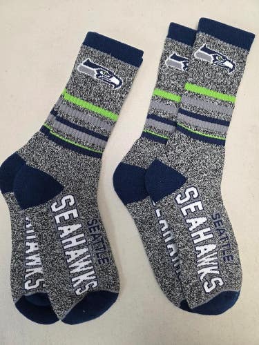 ST23 Mens NFL SEATTLE SEAHAWKS Lot of 2 Crew Socks LARGE 8-13 NEW