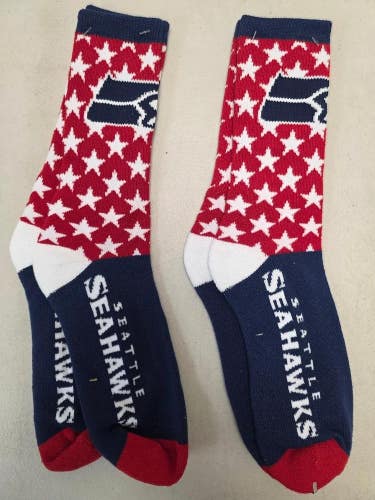 ST33 Mens NFL SEATTLE SEAHAWKS Lot of 2 Crew Socks LARGE 8-13 NEW