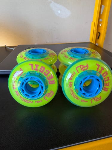 (8 Pack) Revision Recoil Firm Wheels Inline Roller Hockey Wheels 80MM 76MM