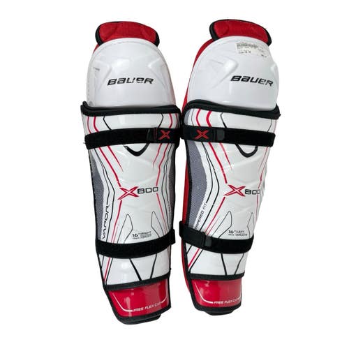 Used Bauer 8000 Senior Shin Guards White 16" 11506-S000305008