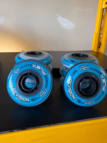 (8 Pack) Revision Flex Soft Wheels Inline Roller Hockey Wheels 80MM 76MM