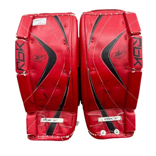 Used Reebok GP RBK 6K Goalie Leg Pads Youth Red 23" 11506-S000282931