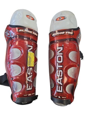 Used Easton SLINGTEK Senior Shin Guards Red 14" 11450-S000526525
