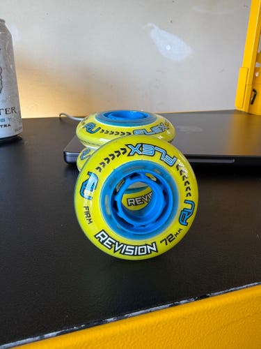 (4 Pack) Revision Flex Firm Wheels Inline Roller Hockey Wheels 72MM