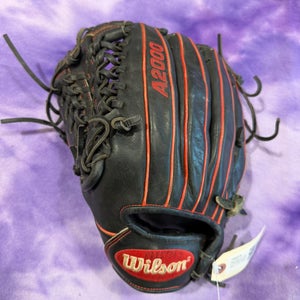 Black Wilson A2000 LH Outfield Baseball Glove 12.25" (Used)