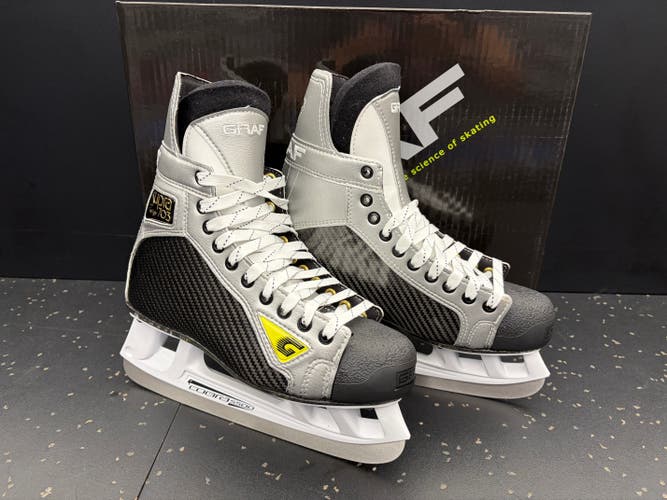 New SPECIAL EDITION Graf G703 Hockey Skates Regular Width MULTIPLE SIZES (G703-CUSTOM)(SLV/WHT)