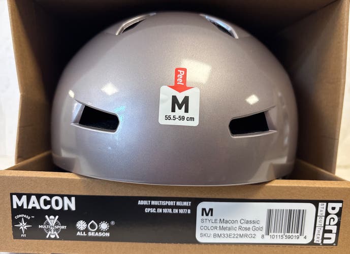Medium Bern Bike Helmet (New) metallic rose gold