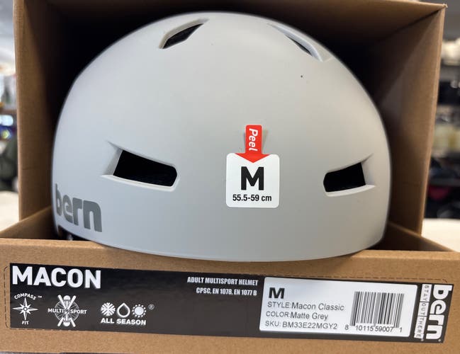 Medium Bern Bike Helmet (New) matte grey