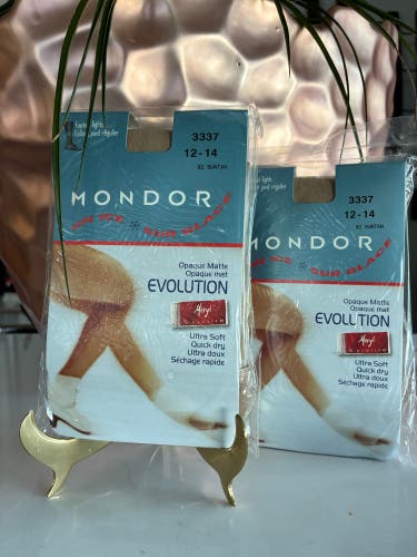 (New) Footed Tights, Two Pairs Suntan, Size 12-14
