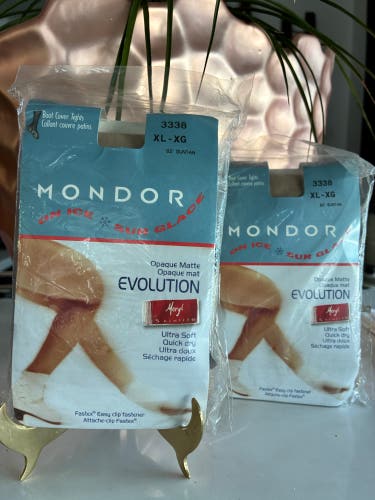 (New) Footed Tights, Two Pairs Suntan, Size XL