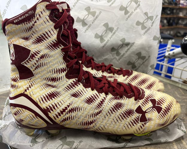 Men's Size M 12.5 (W 13.5) Under Armour ClutchFit High Top (New) white/maroon