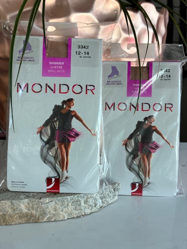 (New) Over-Boot Tights, Two Pairs Suntan, Size 12-14