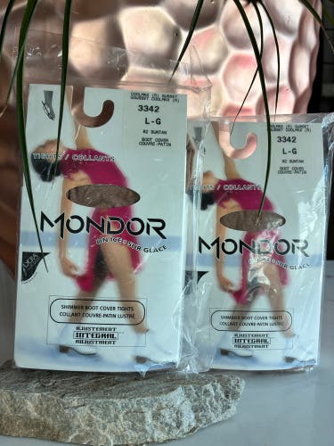 (New) Over-Boot Tights, Two Pairs Suntan, Size L