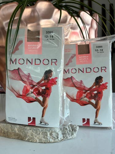 (New) Footed Tights, Two Pairs Suntan, Size 12-14
