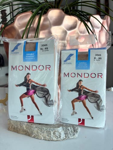 (New) Footed Tights, Two Pairs Suntan, Size XL
