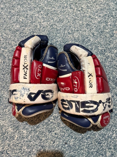 Eagle X70 Leather Navy Red White Hockey Player Gloves 14" Canada