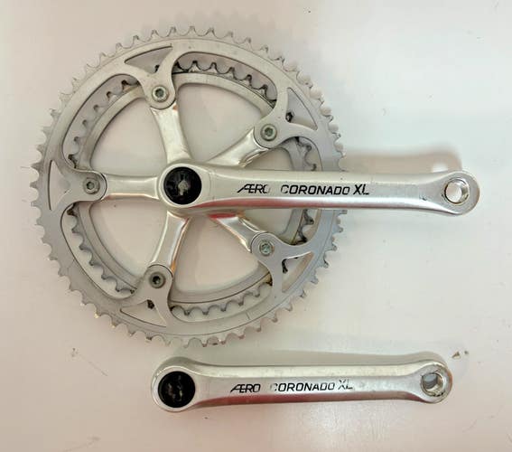 Vintage 1980s Aero Coronado XL 170mm 52/42 Silver Aluminum Road Double Crankset