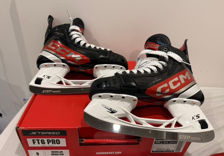 Black 2023 CCM JetSpeed FT6 Pro Hockey Skates Regular Width 9 (New)