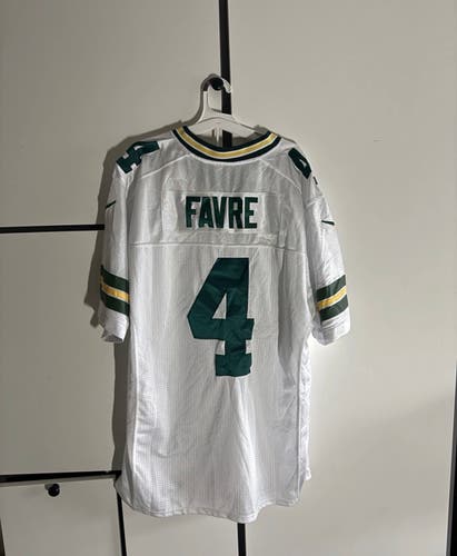 Vintage Brett Favre Packers Nike On Field White Jersey Size 48 NFL (Used)