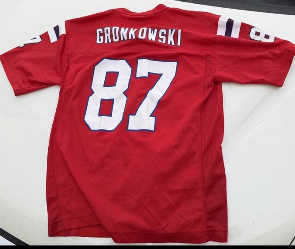 Rob Gronkowski #87 NFL Team Apparel Patriots Youth 14-16 Red Jersey Large (Used)