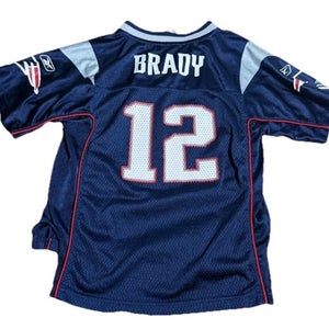 Reebok Boys' White Jersey #12 Tom Brady New England Patriots Small Size 5-6 (Used)