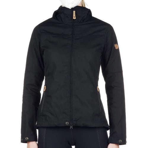 Fjallraven Stina Jacket Womens Small Black Cotton Hooded Water Resistant GBO3080