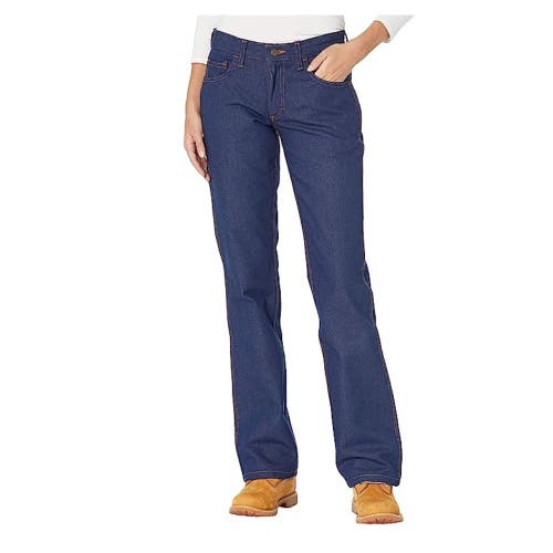 Tyndale FRC Amtex Denim Jeans Womens 12/32 Blue Cotton Straight Leg GBO3231