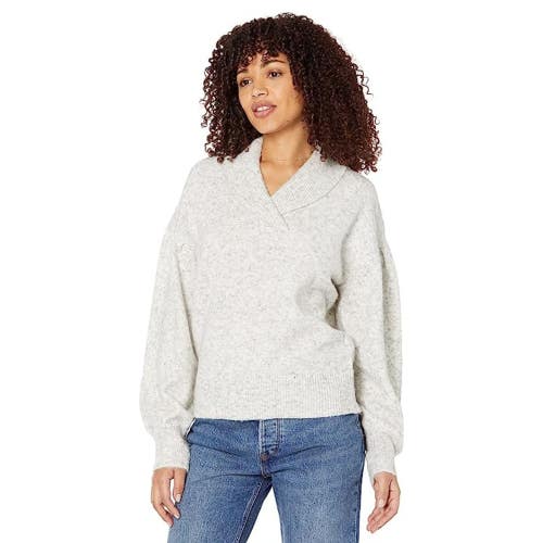 Madewell Vinson Sweater Women's XS Heather Gray Shawl-Collar Pullover GBO3136