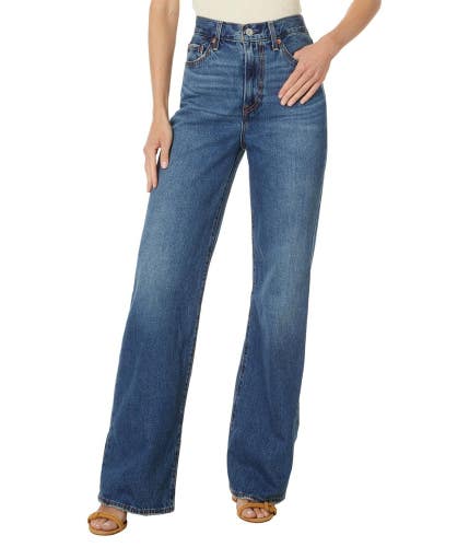 Levi's Premium Ribcage Jeans Women's 28X32 Blue Denim High Rise Wide Leg GBO3045