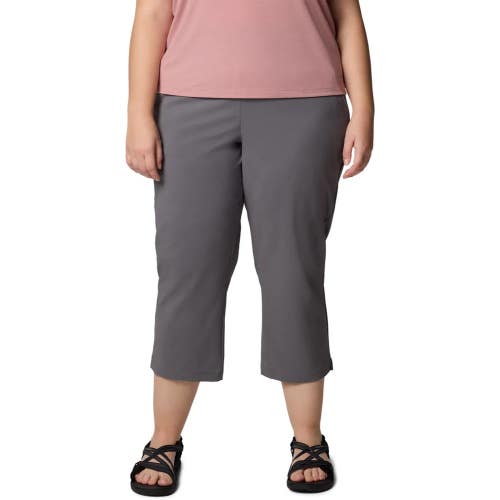 Columbia Anytime Flex Capri Pants Women's 2X Gray Stretch Omni-Shield GBO2992