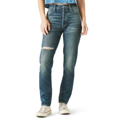 Lucky Brand Drew Mom Jeans Women's 27x30 Blue High Rise Tapered Leg GBO2773