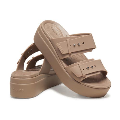 Crocs Brooklyn 207431-2Q9 Sandal Women's US 8 Latte Brown Low Wedge Heel GBO3407