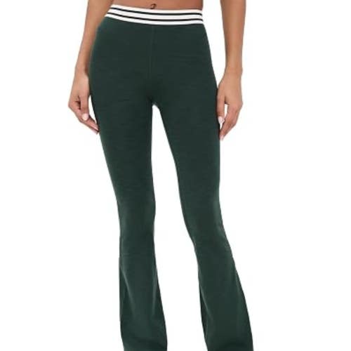Splits59 Raquel Flare Legging Women's Small Green Elastic Waist Active GBO3121