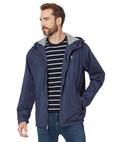 U.S. Polo Assn. Windbreaker Jacket Men's Small Navy Blue Hooded Full Zip GBO3065