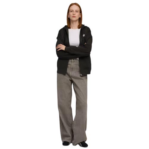 Puma HER Winterized Hoodie Womens Small Black Full Zip Fleece Lined JAX2001